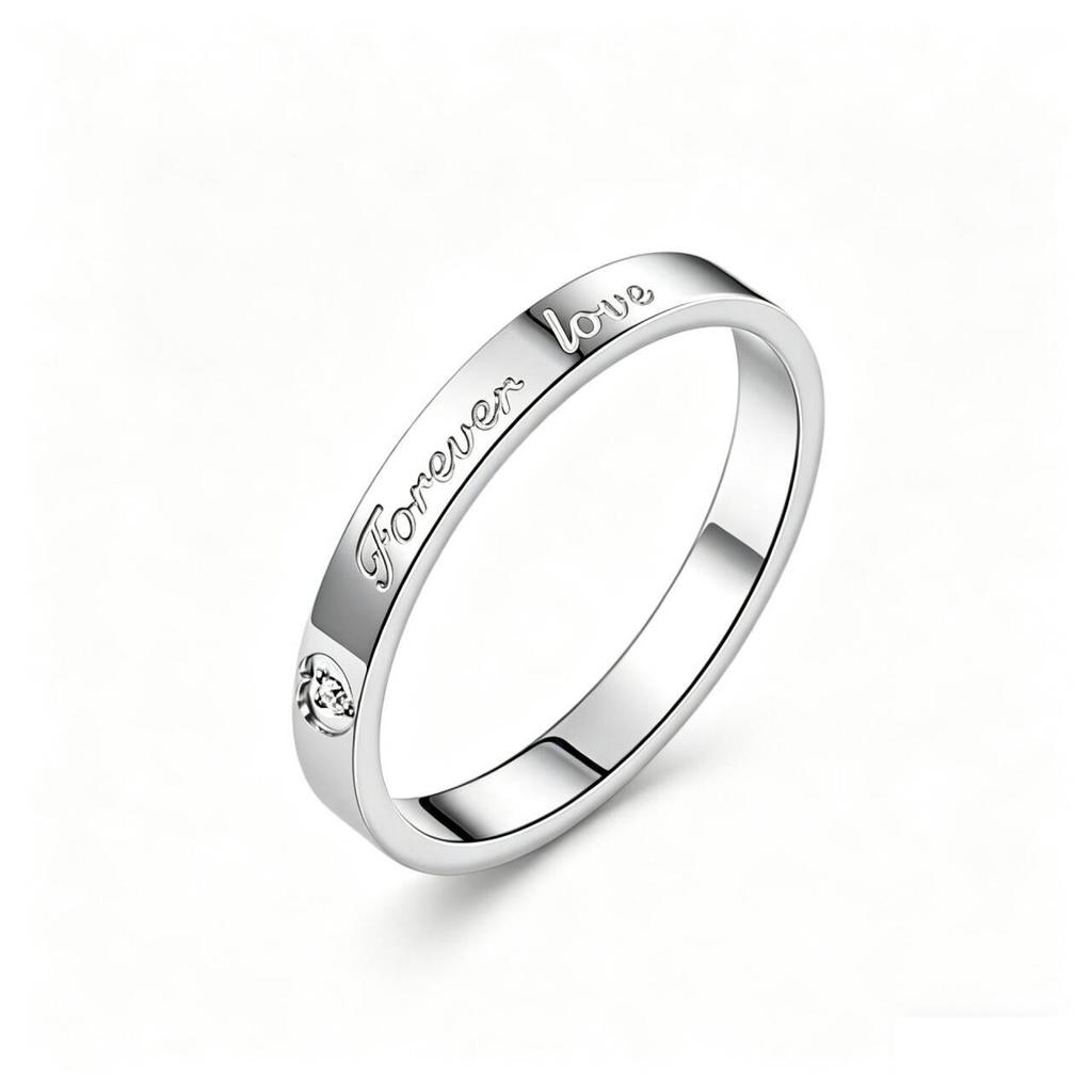 Temperament fashion forever love titanium steel diamond ring women's niche simple love couple ring hand jewelry
