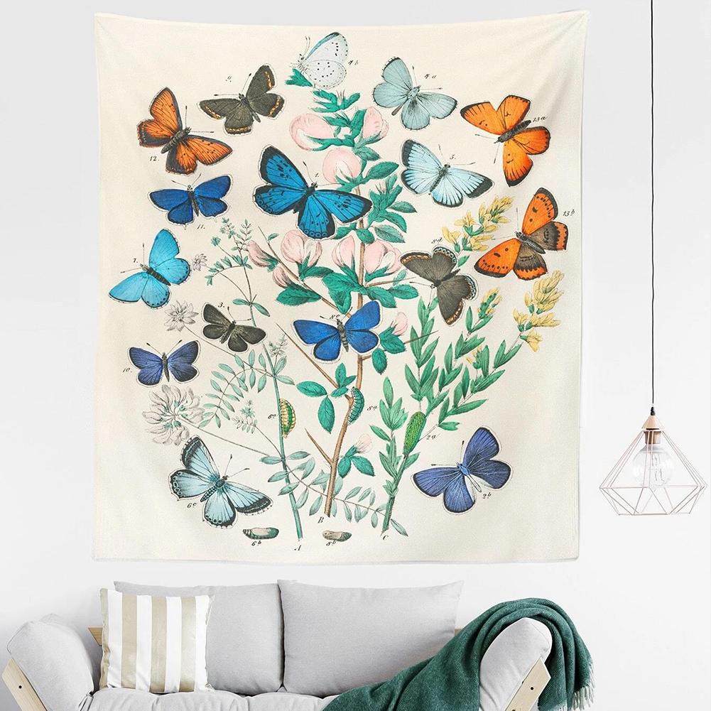 Tapestry Boho Style Butterflies Plant Wall Blanket Living Room Decoration Fabric
