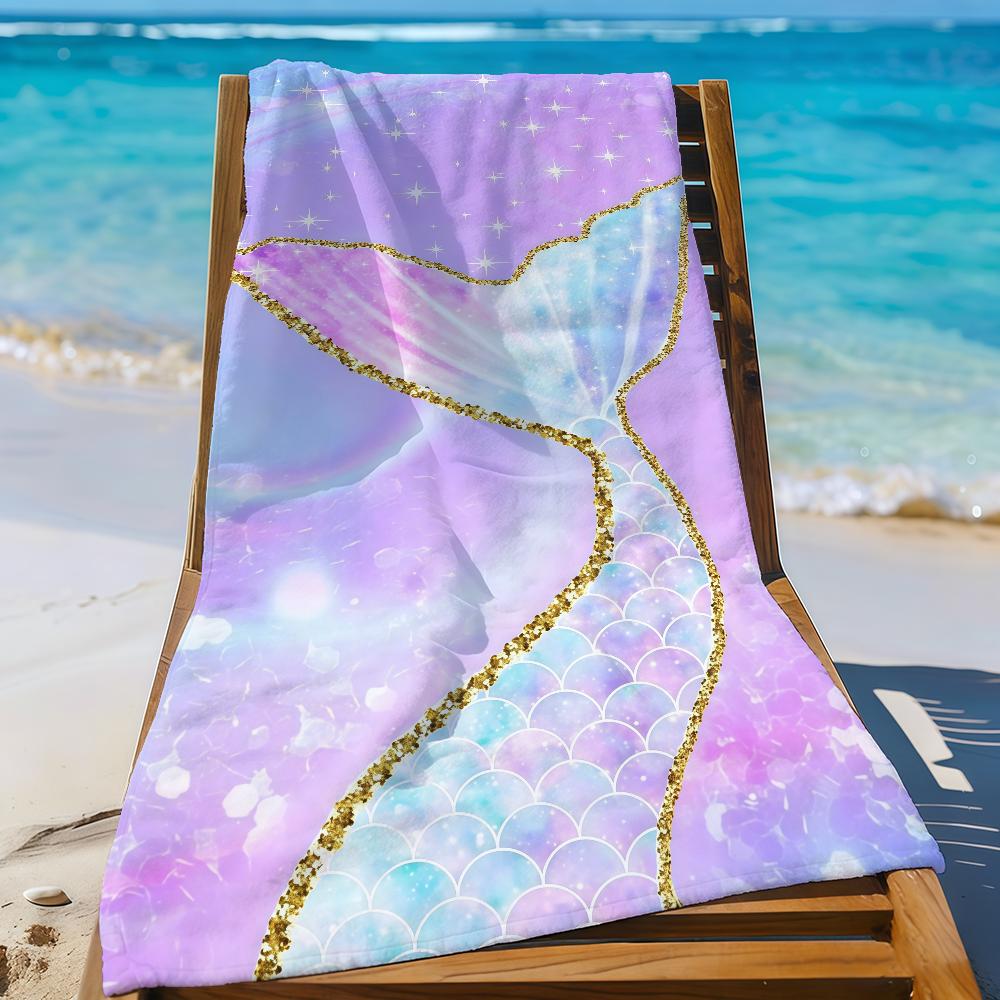 Colourful Mermaid Tail Art Towel Sports Quick Dry Travel Camping Gear Sandproof Soft Light Large Beach Towel