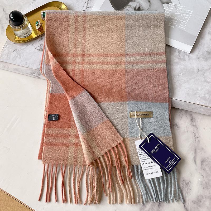Ankola red plaid pure cashmere scarf women's winter high-end new scarf