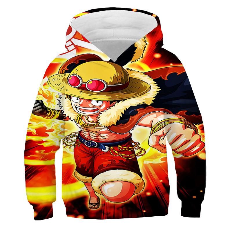 Moletom com capuz infantil One Piece Moletom com capuz Anime Luffy Moletom com capuz Roupas infantis Meninos Meninas Manga comprida Outono Quente Pulôver Casual Tops