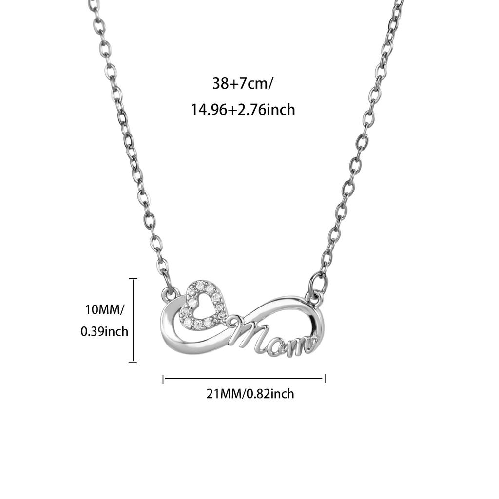 Dainty Heart Zircon & Infinite Symbol & Mom Stainless Steel Necklace for Women 18K Gold-plated Necklaces Jewelry Accessories BFF