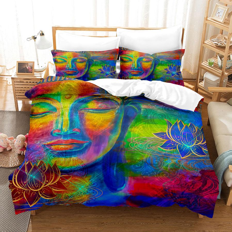 Buddha Duvet Cover Set Queen Size Single Double Bed 220x240cm Twin King Full Bedding Sets Quilt Case Linens 3D HD Pillowcase