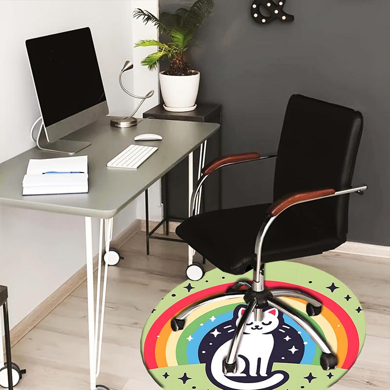 

1pc Office Carpet Chair Mats Rainbow Cat Illustration Perfect for Decorating Office Chairs, Living Rooms, Or Bedrooms.YDT066 80cm by 80cm