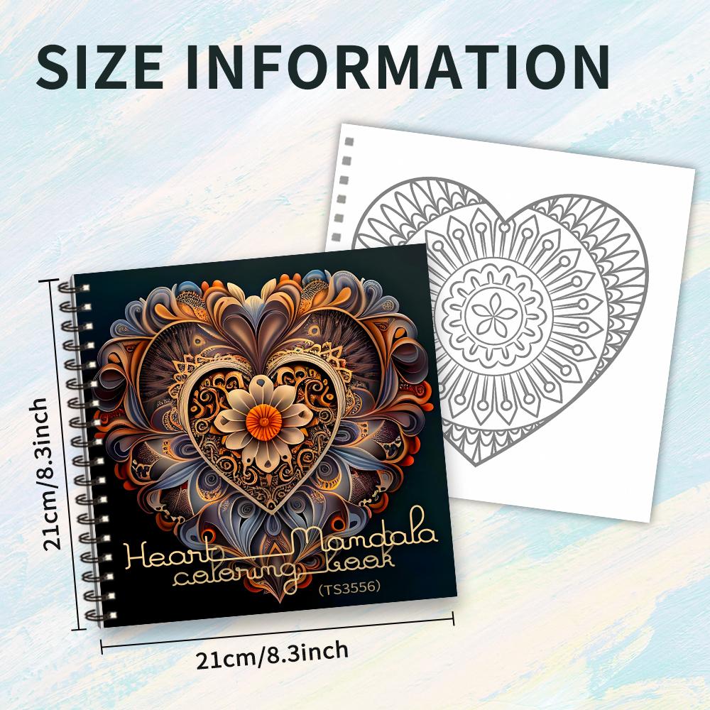 Heart-shaped flower coloring book, teenagers, various patterns, 100g heavy paper, stress relief, birthday gift