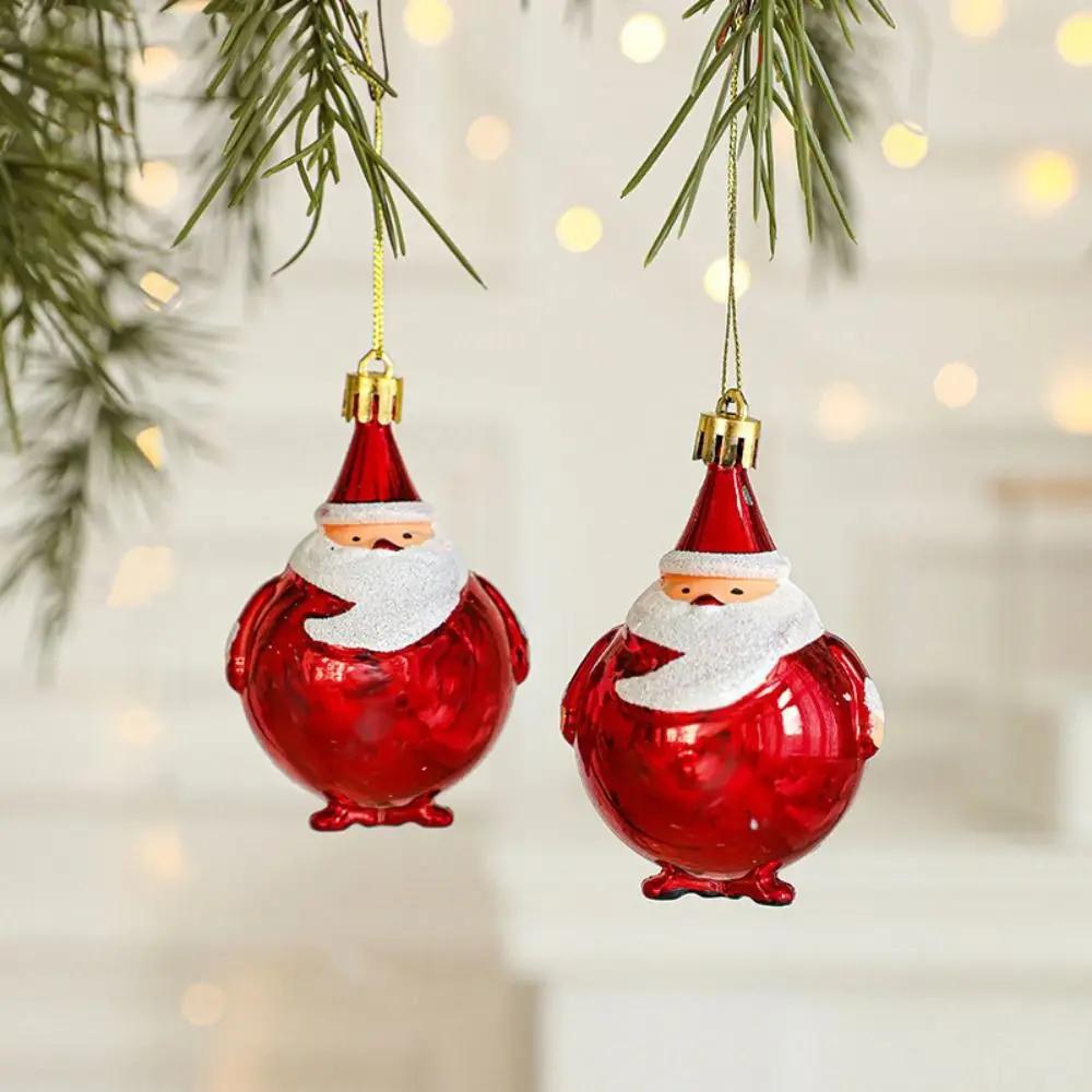 2PCS Red&white Christmas Hanging Decoration Plastic Santa Clause Christmas Tree Ornament Festival Party Supplies Xmas Baubles