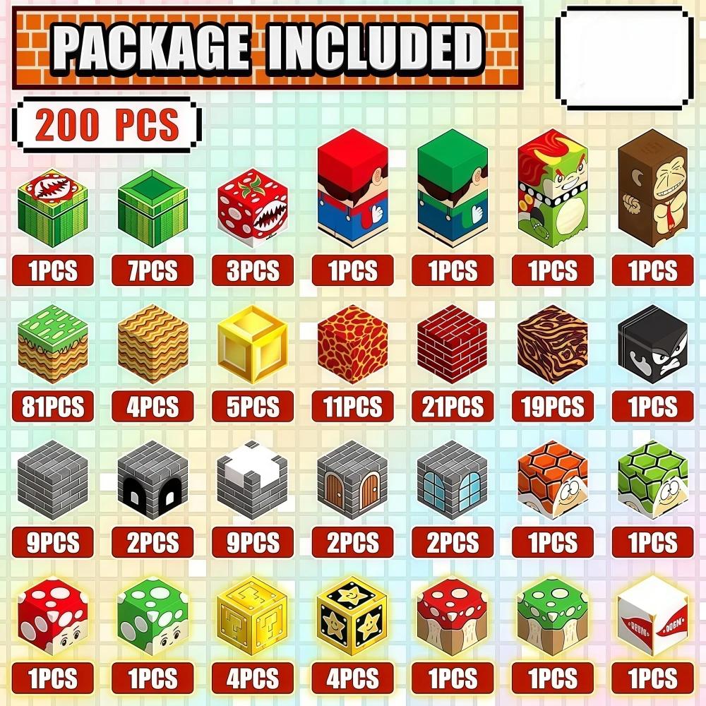 

New DIY Magnetic Building Blocks Cube Mario World Model Cube Magnet Set For Children Architectural Toy Kids Birthday Gift 3+