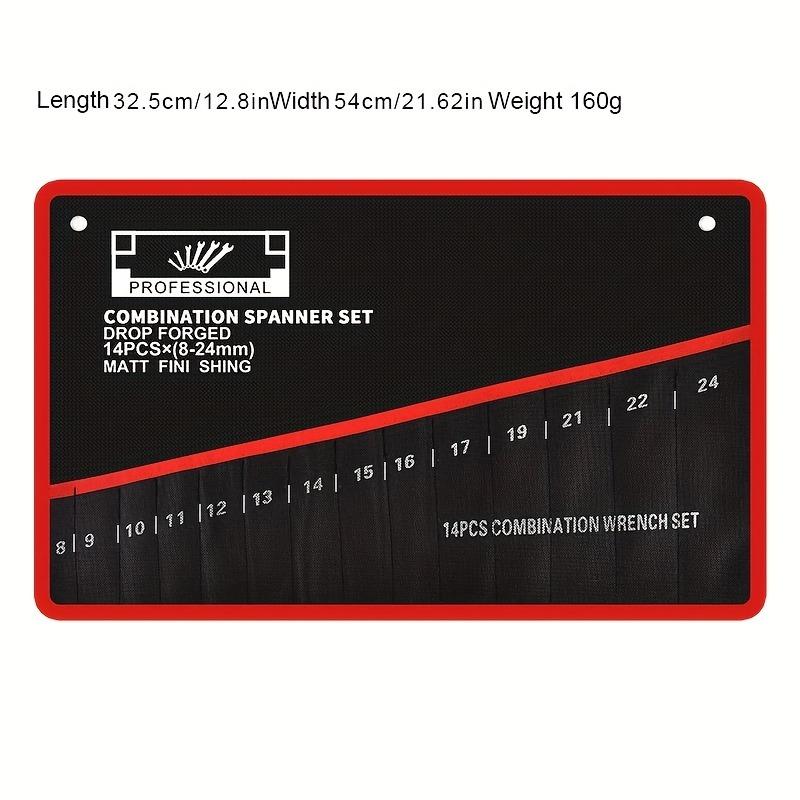 

14-Piece Pocket Double Head Wrench Tool Storage Bag - Durable Material for Garages Basements Tool Stores Industrial Tool Storage