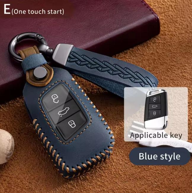 Leather Car Key Fob Bag Cover Case For VW Volkswagen Passat B8 Tiguan Magotan Golf For Skoda Kodiaq Smart Protector