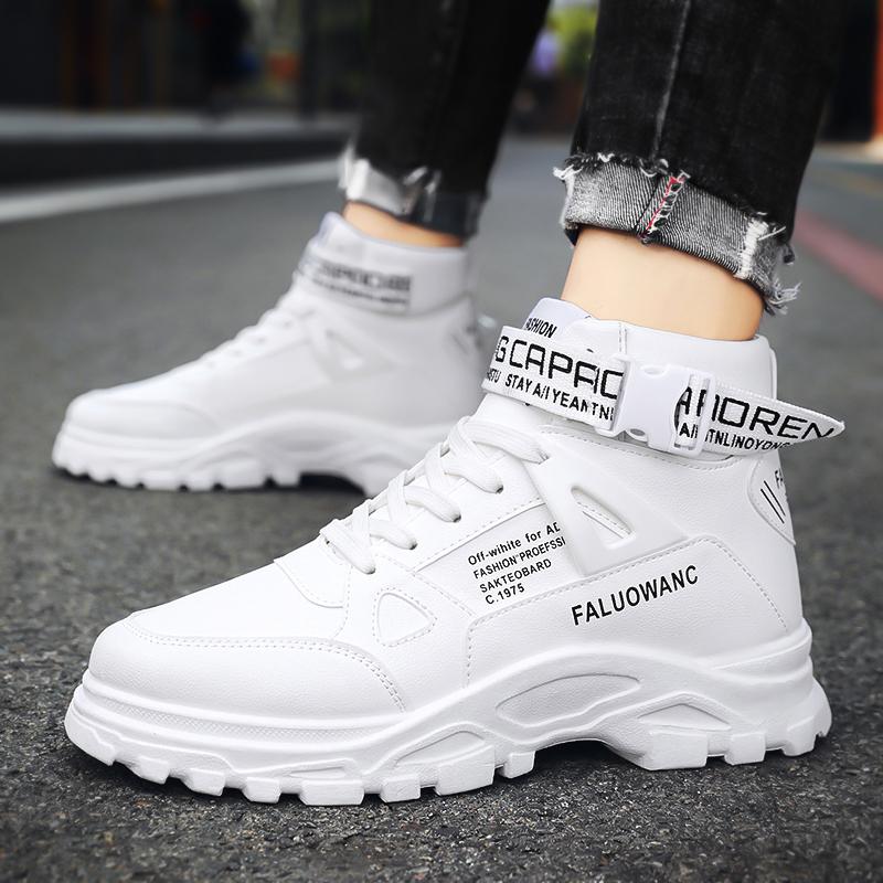 Autumn New Sports Running Canvas Heightening High-top White Martin Boots