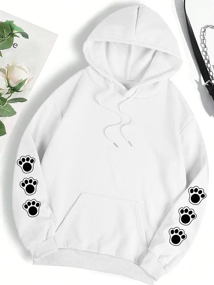 Sprich mit der Pfote Lustiger Hunde-Cartoon-Print Hoodie Damen Herren Warmer Fleece-Hoody Mode Lässig Kapuzenpullover Herbst Locker Rundhals Tops