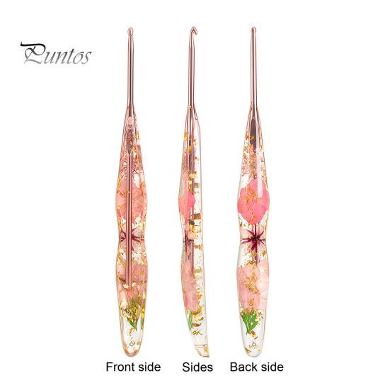 Comfortable Grip Crochet Hook Resin for Beginners, Crocheting Lovers, 2.0mm-8.0mm Ergonomic Durable with Long Floral Handle Blankets, Dolls,