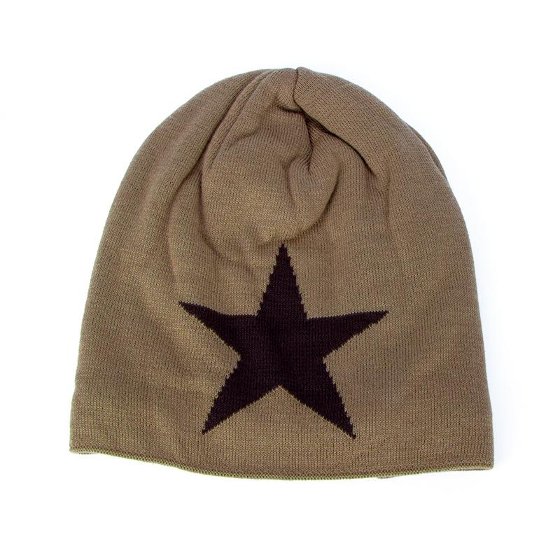 Trendy Korean Style Men's Knitted Wool Hat with Velvet Lining and Star Design for Winter