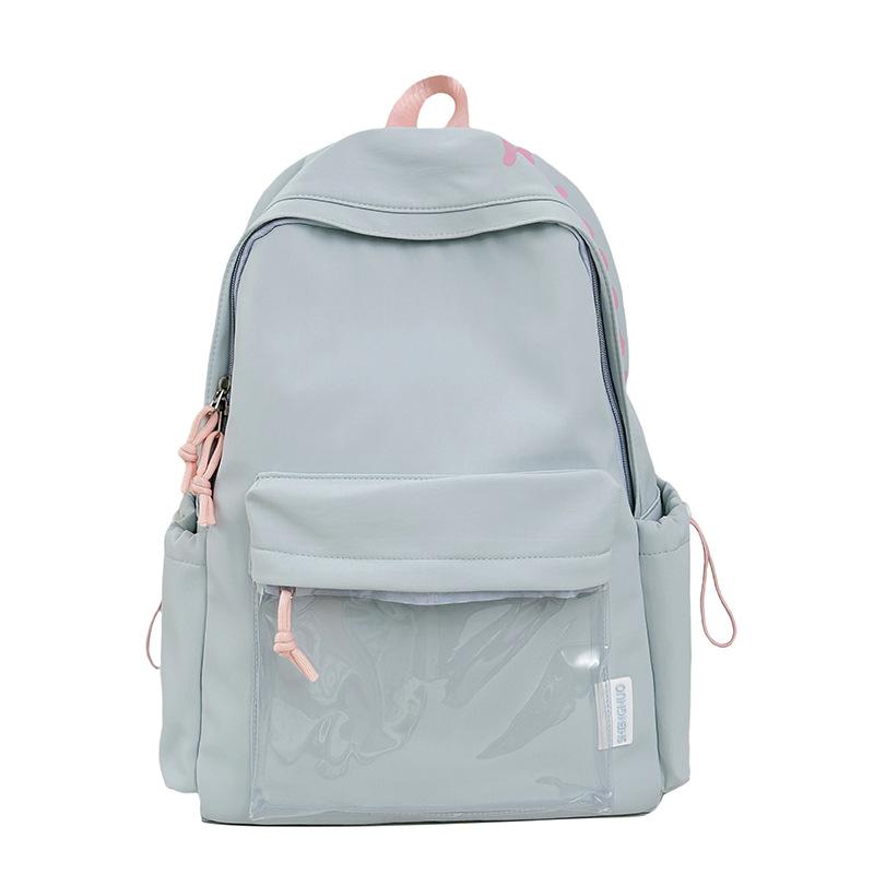 Schoolbag Japanese student travel schoolbag Mori simple letter backpack large capacity light commute solid color backpack versatile