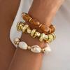 Salircon 3Pcs/Set Bohemia Stackable Acrylic Resin Bead Bracelet Women Retro Irregular Geometry Beaded Elasticity Bangle Jewelry