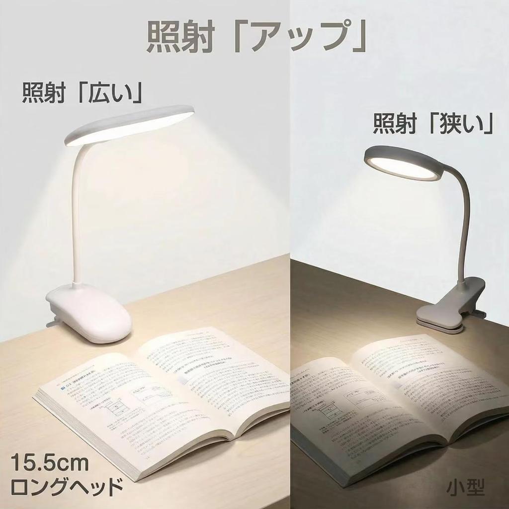 Rechargeable LED Clip Desk Lamp, Bedside Lamp, Reading Lamp, Eye Protection, USB ChargingPlug-in Dual-Purpose, 3 Color Temperature Settings, Stepless
