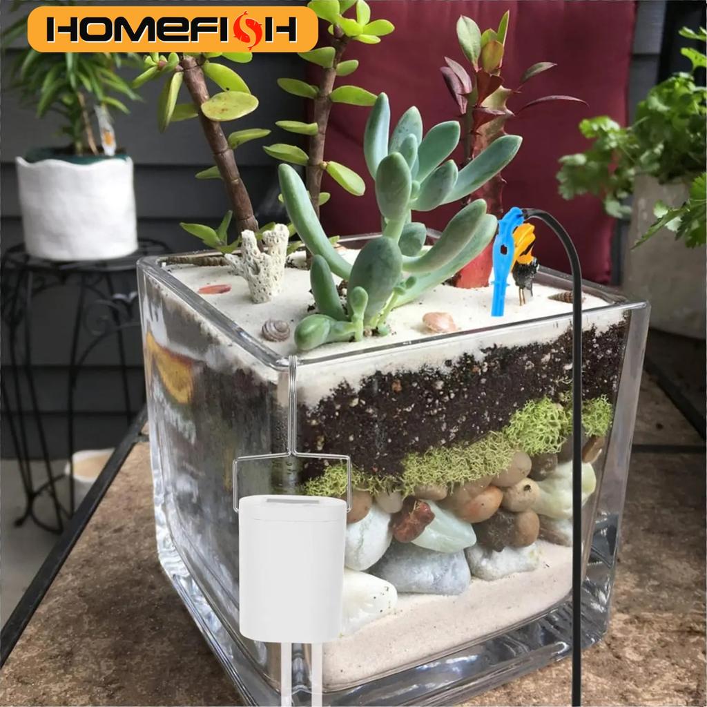 HOMEFISH Automatisk Växt-Blombevattningspump Hem Sprinkler Droppbevattningsenhet 4/8/16 Huvuden Timer System Kit Trädgårdsverktyg