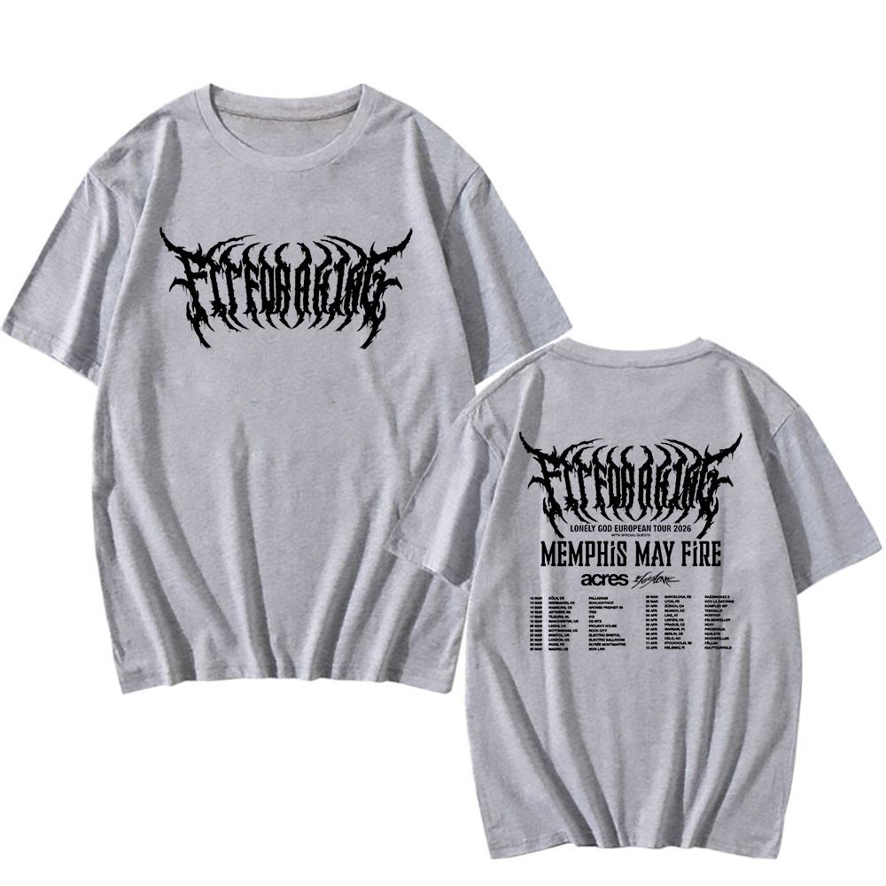 THE LONELY GOD Europa TOUR 2026 T-Shirt Passend für einen König Rockband T-Shirts Kurzarm Rundhals Baumwolle T-Shirts Streetwear Unisex