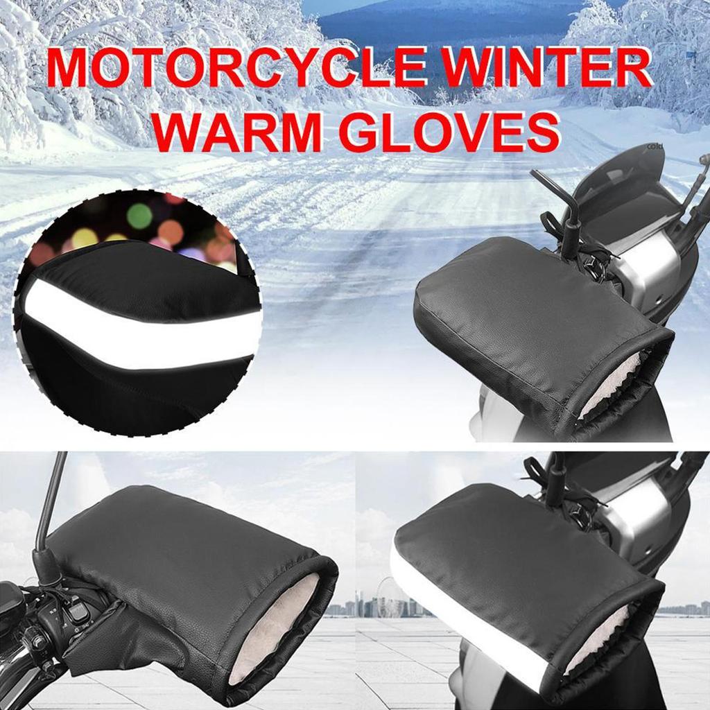 Motorcycle Handlebar Muffs PU Leather Waterproof Hand Warmers Snowmobile Handlebar Mittens Hand Guard For Men Women Winter Cold