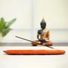 Soulveda Cycle Pure Wooden Agarbatti Stand with Ash Catcher  (Orange) Leaf Shape Teak Wood Holder for Home Office