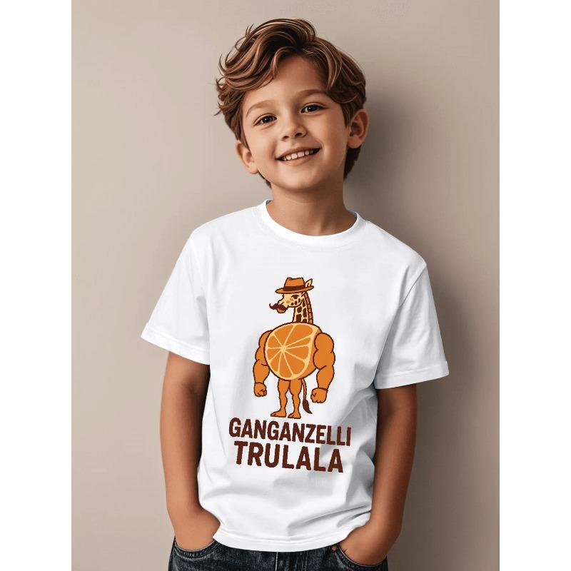 European Sizes Kids' Vintage Cartoon Graphic T-Shirt | Casual Crew Neck, Slight Stretch Fabric, Perfect For Summer And Everyday Wear