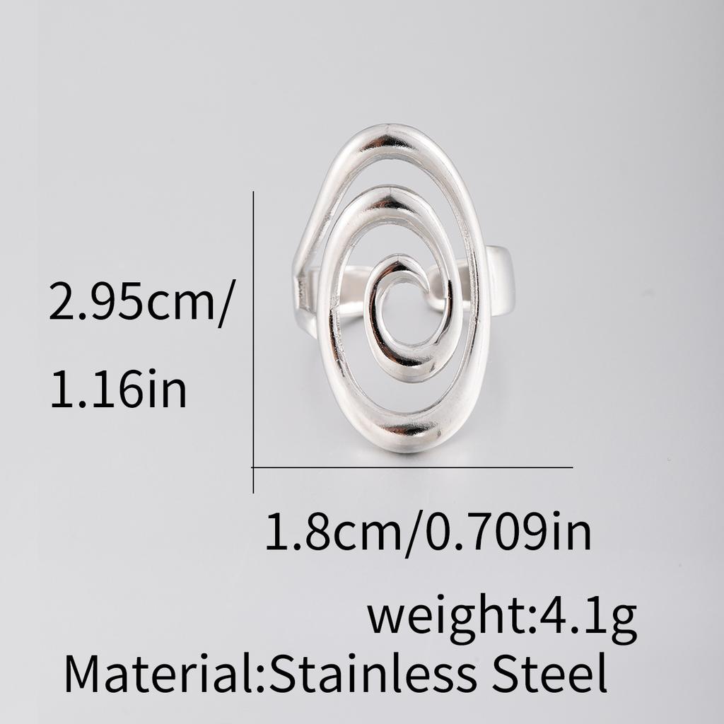 1Pcs Female Stainless Steel Open Ring, Geometric Ring, Exaggerated Accessory Ring