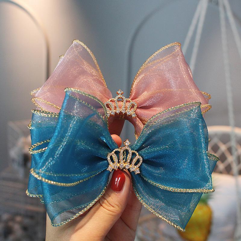 Girls' Princess Crown Bow Hair Clip - Korean Style Fairy Holiday Accessory