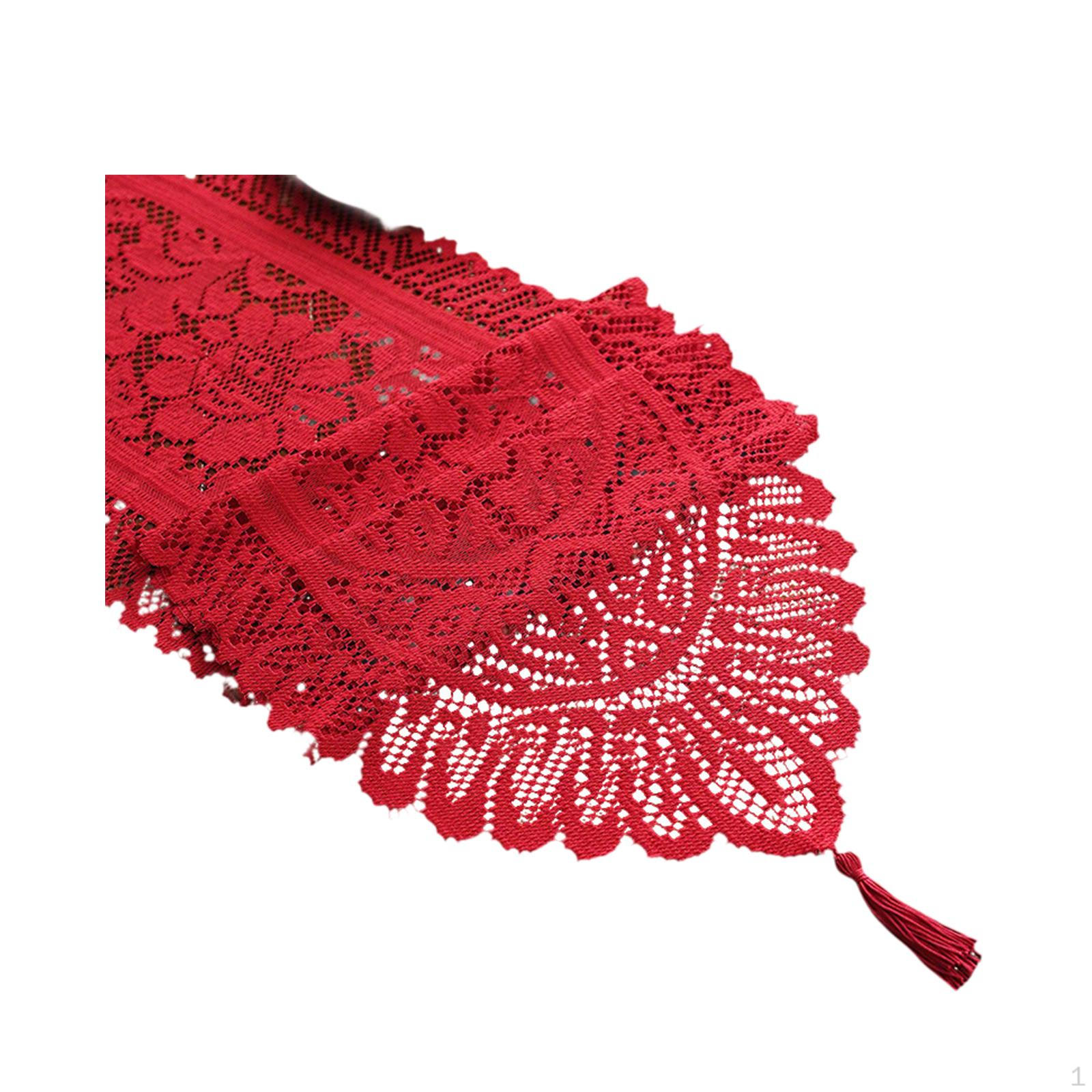 

Crochet Lace Table Runner Cover Portable Elegant Versatile Festive Tablecloth for Engagement