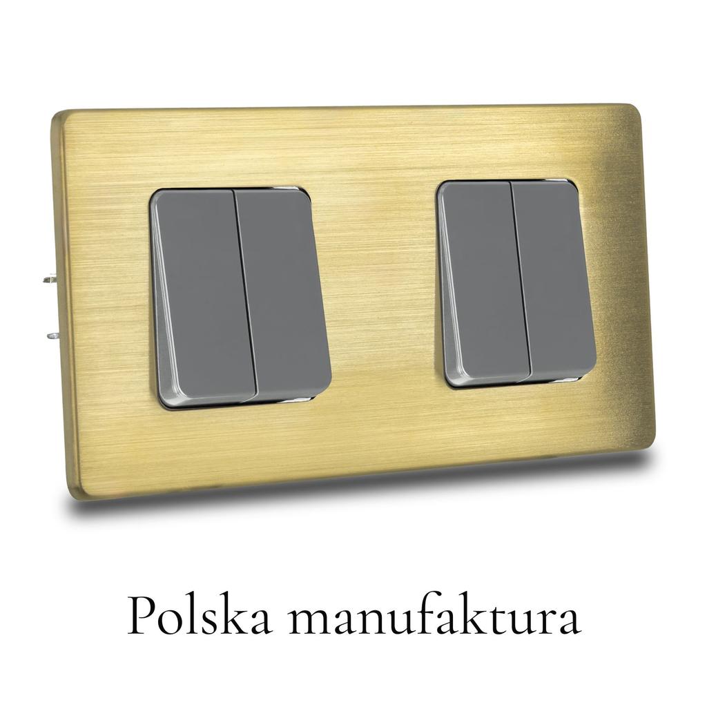 Włącznik światła poczwórny szary schodowy stal szczotkowana pvd brass