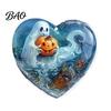 Durable Double Sided Printed Charms Halloween Ghost Keychain, Spooky Pumpkin Keyring Pendant, Unique Hanging Decorations Cute Heart Bag Charm