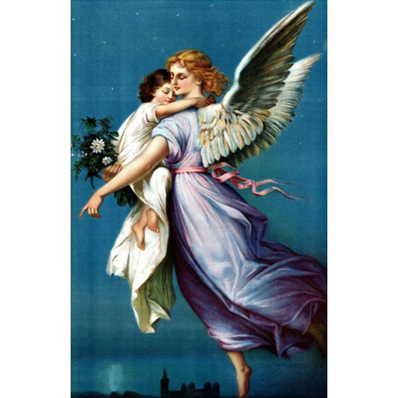 Vintage Guardian Angel with Children Canvas Painting Prints and Posters Wall Art Picture for Home Children Room Decor Cuadros