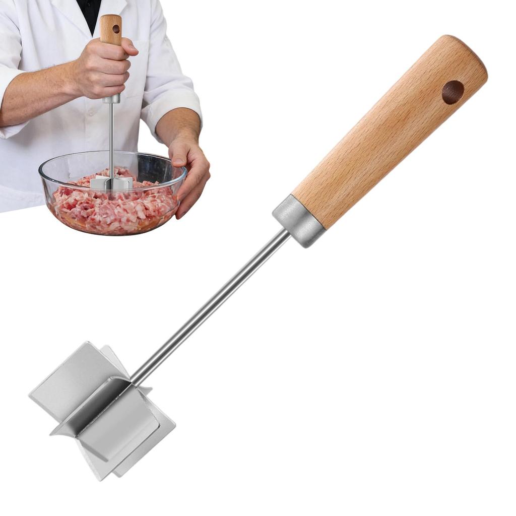 Stainless Steel Meat Chopper for Ground Beef Heat Resistant Meat Masher for Hamburger Meat Ground Beef Smasher Kitchen Gadgets