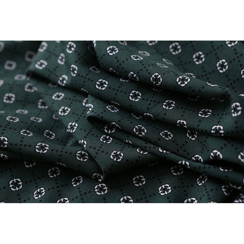 Export Export Plus Size Women's Clothing Retro Print Cotton Silk Shirt Summer Thin Loose Artificial Cotton Batwing Shirt Blouse