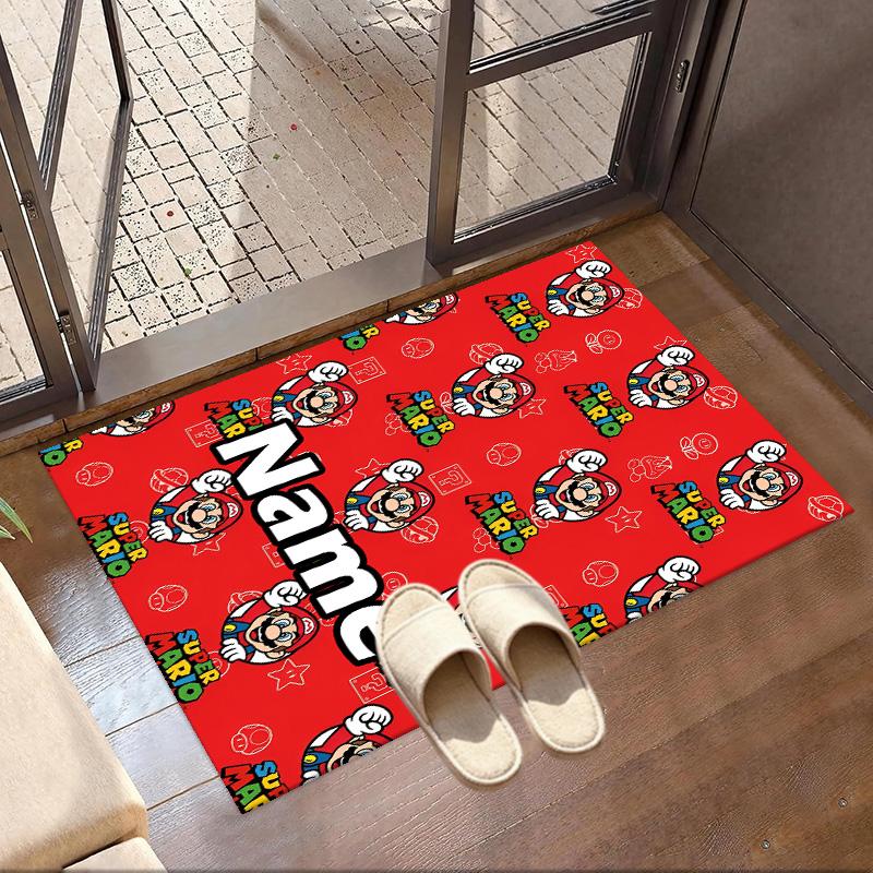 Custom Name Personalized Super Mario Print Carpet, Versatile Home Decor Rug, for Playroom, Apartment, Balcony, Entryway, Hallway Gift