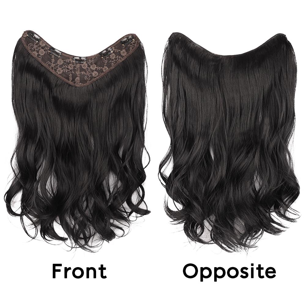 Synthetic Long Wavy Full Head Half Wig V-Shape Clip In Hair Extension One Piece Thick Hairpiece