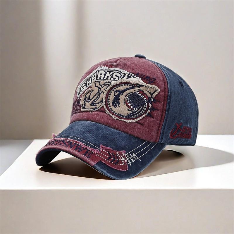 Fashion Men Baseball Cap Large Letters Pure Cotton Shark Embroidery Casual Visor Hat for Women Snapback Hip Hop Caps Peaked Cap