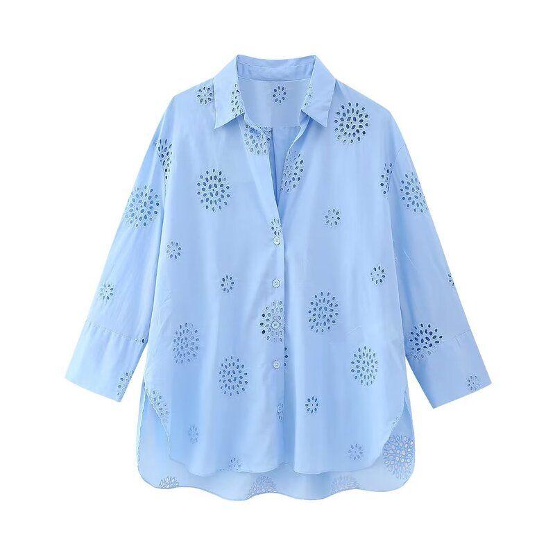 New Fall Women's Clothing Stylish Loose Cut Out Embroidery