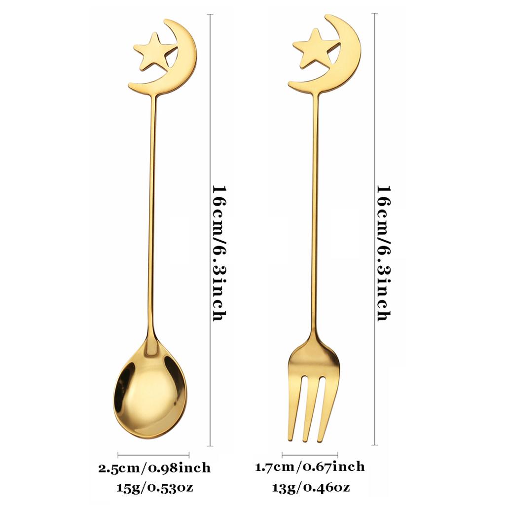 6pcs Coffee Spoon Dessert Fork Dinnerware Set Western Mirror 304 Stainless Steel Tableware Suitable for Family Gatherings Parties Weddings