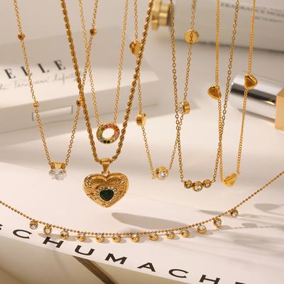 Yori Stainless Steel Heart Shape Simple Classic Clavicle Chain Necklace Rust Proof Statement 18K Gold PVD Plated Jewelry