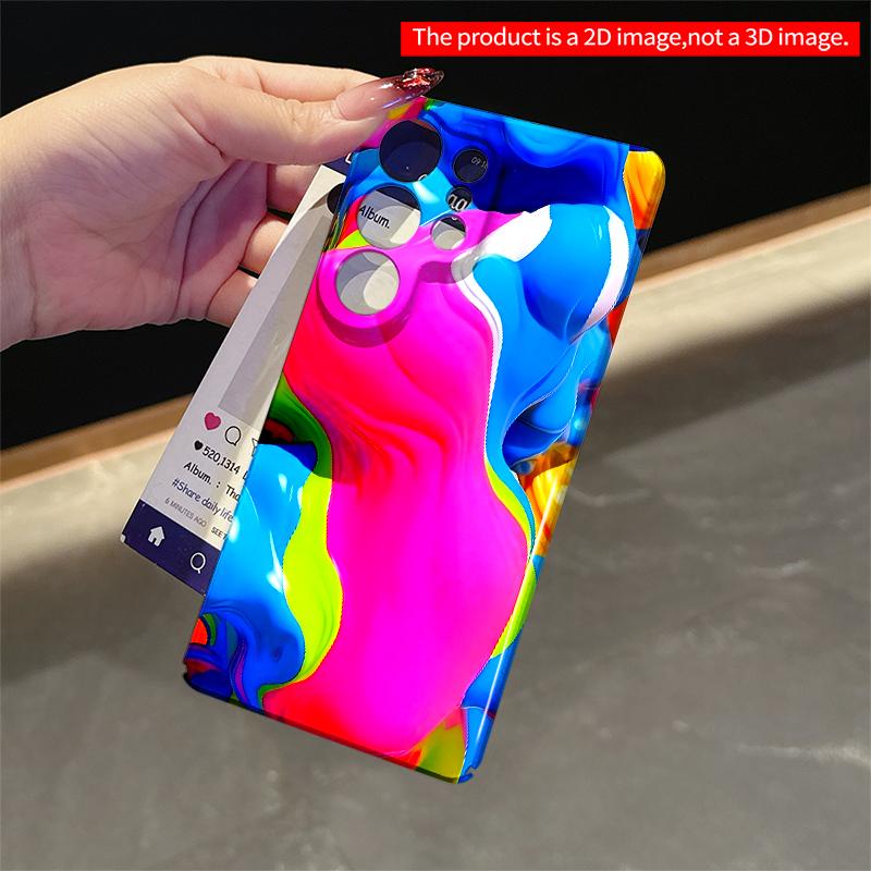 2DFlat Samsung Phone Case Vibrant Liquid Color Flow Phone Case Applicable To Galaxy S23 S24 S25ULTRA S26 A12 A14 A15 A16 A54 A55