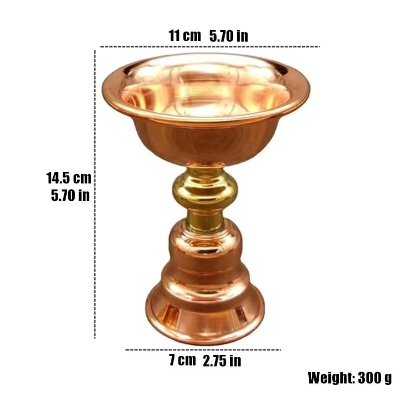 Red Brass Tibetan Candlestick Religion Handcrafted Polishing Altars Candle Floating Light Lamp Buddhist Tribute Table Decoration