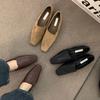 Fashion Hot Selling 2025 Women's Personalized Single Shoes New Flat Square Toe Suede Shoes for Women Leisure Leather Surface Zapatillas
