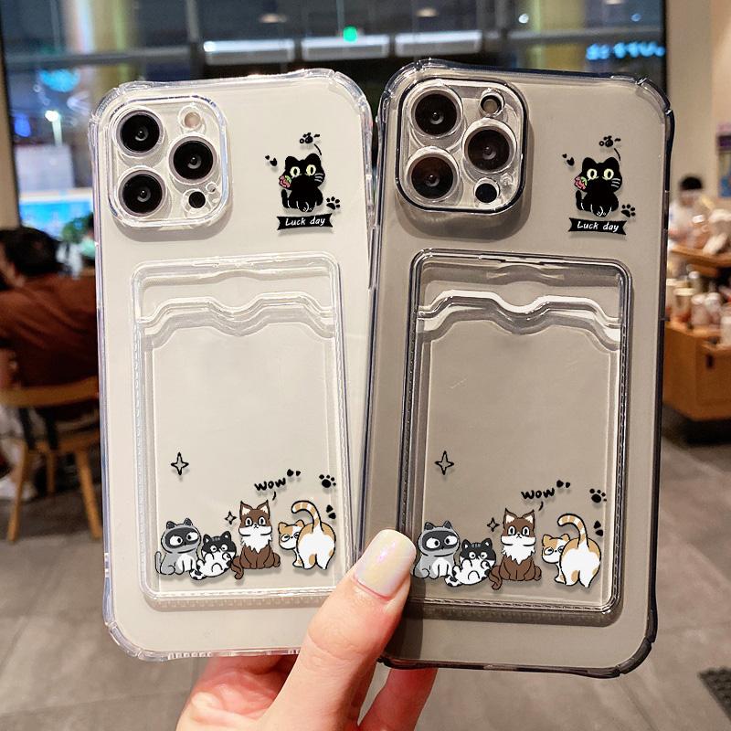 Card Slot Holder Phone Case For iPhone 13 15 17 16 11 12 14 Pro Max 16E 17 Air XR XS 7 8 Plus SE Soft Photo Pocket Wallet Cover