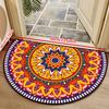 1pc 2D Flat Printed Semi-Circular Welcome Mat Non-Slip Washable Floor Rug Creative Half Round Carpet for Indoor Outdoor Entrance Decoration