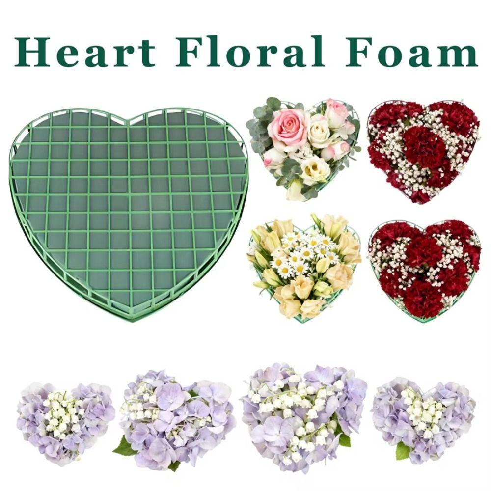 Green Color Floral Bricks Heart Shaped Flower Mud Florist Use Floral Foam Blocks  Car Decoration