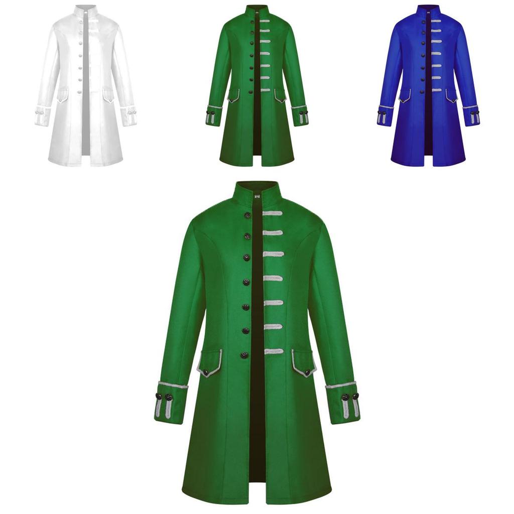 Renaissance Medieval Men Steampunk Jacket Gothic Retro Uniform Coat Windbreaker