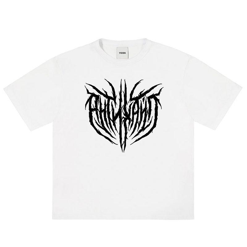 Herren T-Shirt Baumwolle Schwarz Gothic Hip Hop Grafik Kurzarm Oberteile T-Shirts Übergröße Koreanische Mode Y2k Streetwear Vintage Kleidung