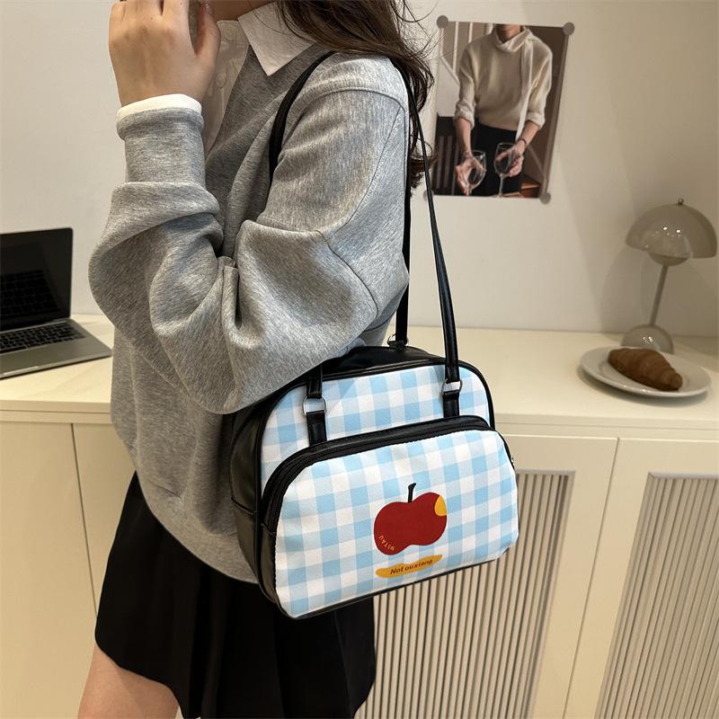 Schoolbag College Style Uniform Bag Girl Shoulder Double Back Dual Purpose Bag Student Party School Bag Sweet Apple Portable Shoulder Bag Tide
