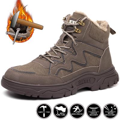 Winter Sicherheitsstiefel Herren Arbeitsschuhe Unzerstörliche Stahlkappe Sicherheitsschuhe Herren Durchstichsichere Arbeitssneaker Warme Herren Arbeitsstiefel