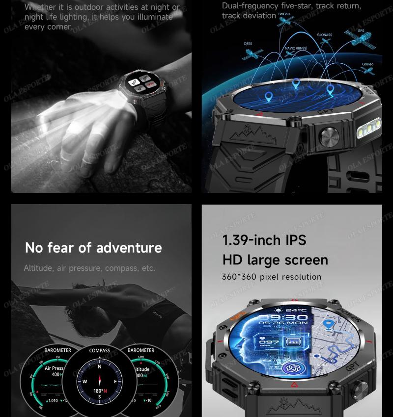 2025 New Swimming Smart Watch Watch IP69K Waterproof BT Call GPS Compass Amoled Military Sport Smartwatch Men Women for Xiaomi Huawei